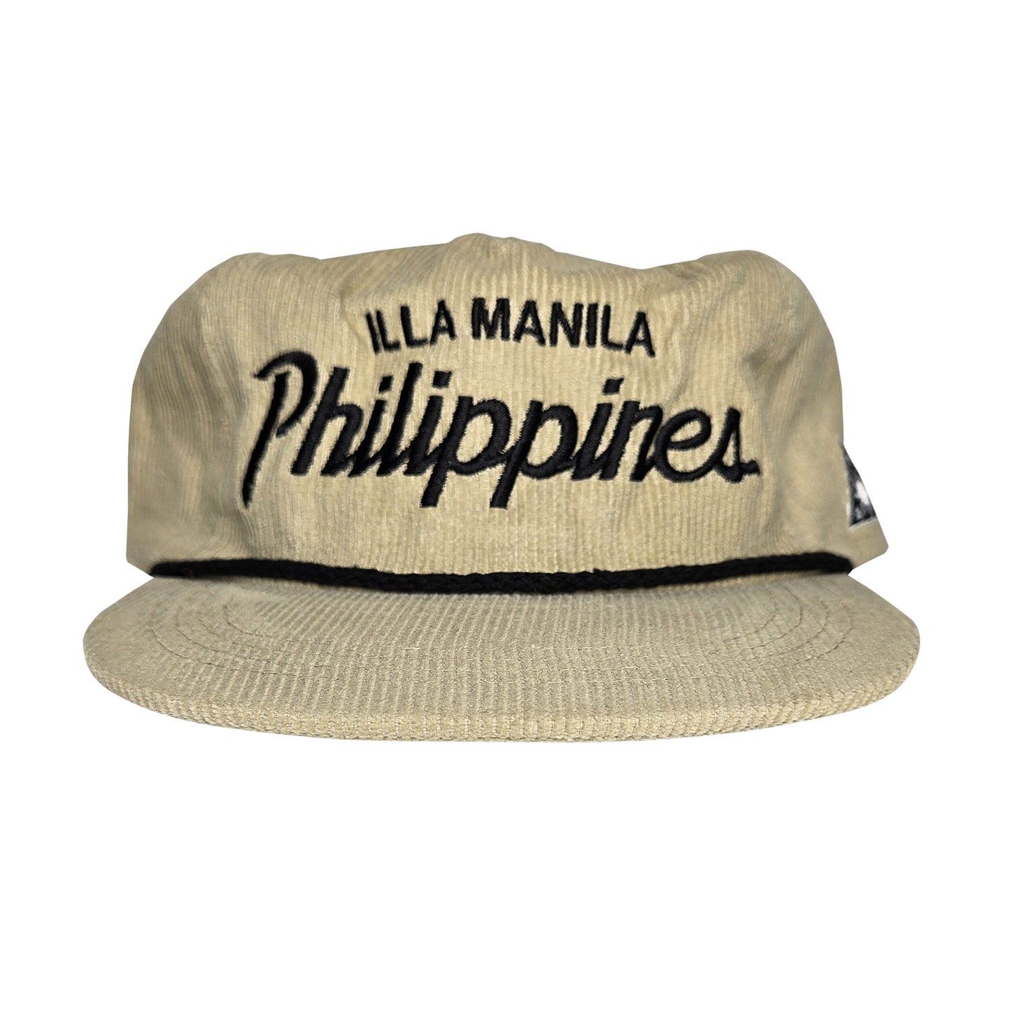 Philippines Script Unstructured Corduroy Hat - Cream