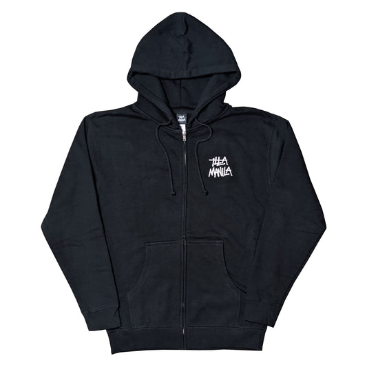 ILLA Logo Embroidery Zip-Up Hoodie - Black