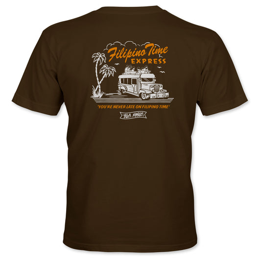 Filipino Time Jeepney T-shirt - Brown