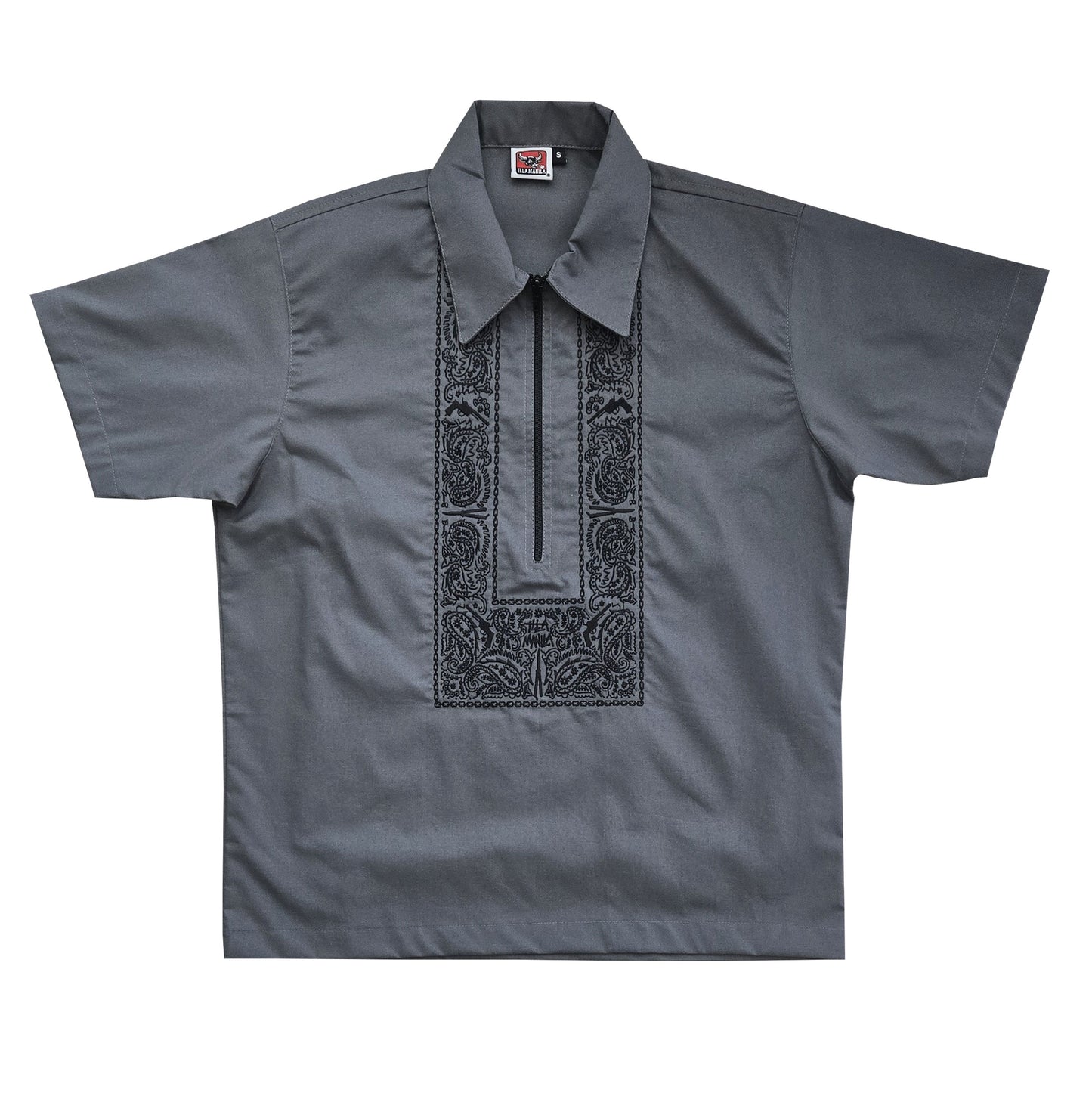 Half-Zip Barong - Gray