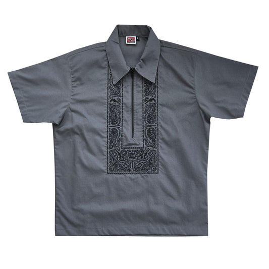 Half-Zip Barong - Gray