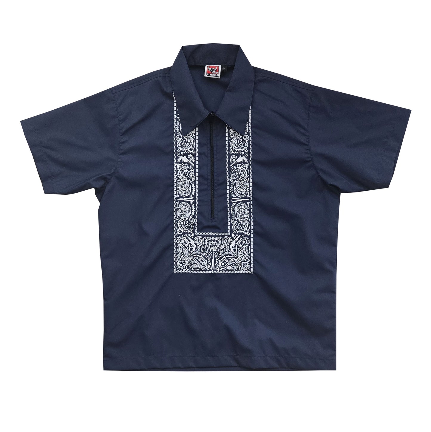 Half-Zip Barong - Navy