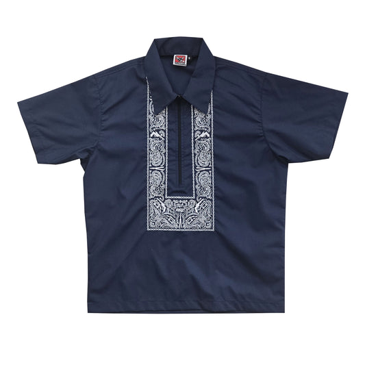 Half-Zip Barong - Navy