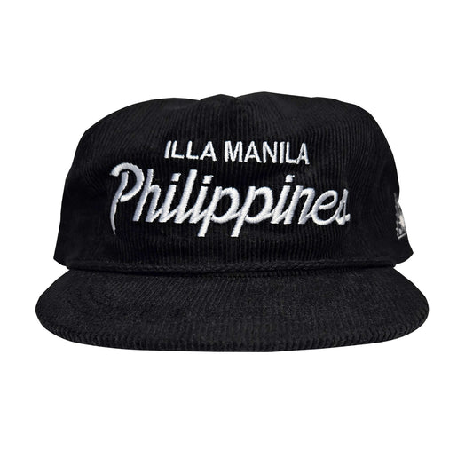 Philippines Script Unstructured Corduroy Hat - Black
