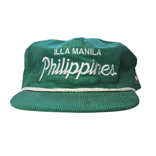 Philippines Script Unstructured Corduroy Hat - Green