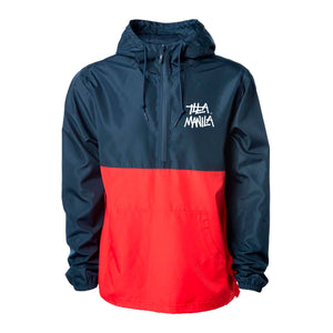 ILLA Logo Windbreaker Pullover Jacket - Navy / Red