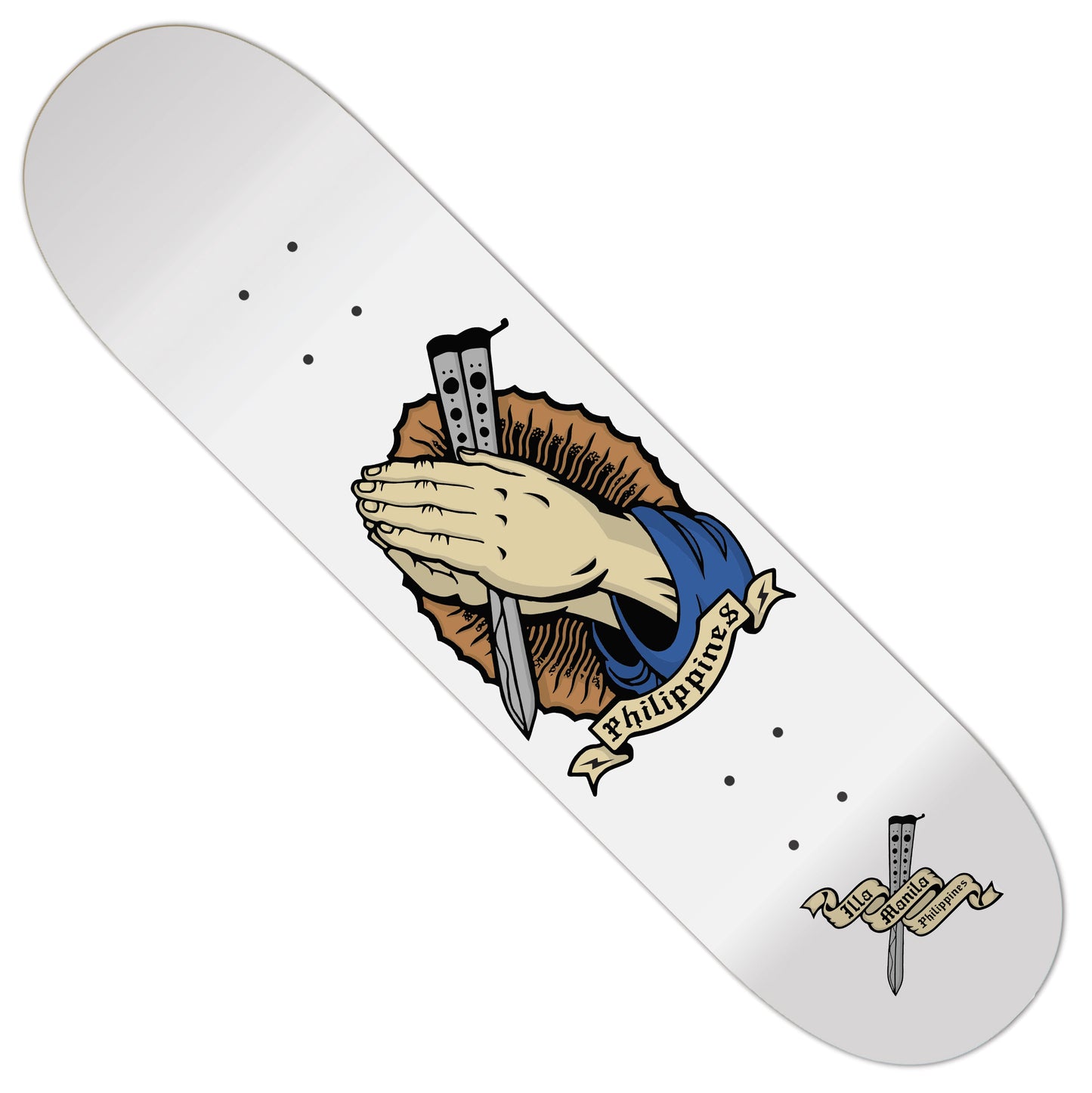 Praying Hands Balisong Skateboard deck 8.25"