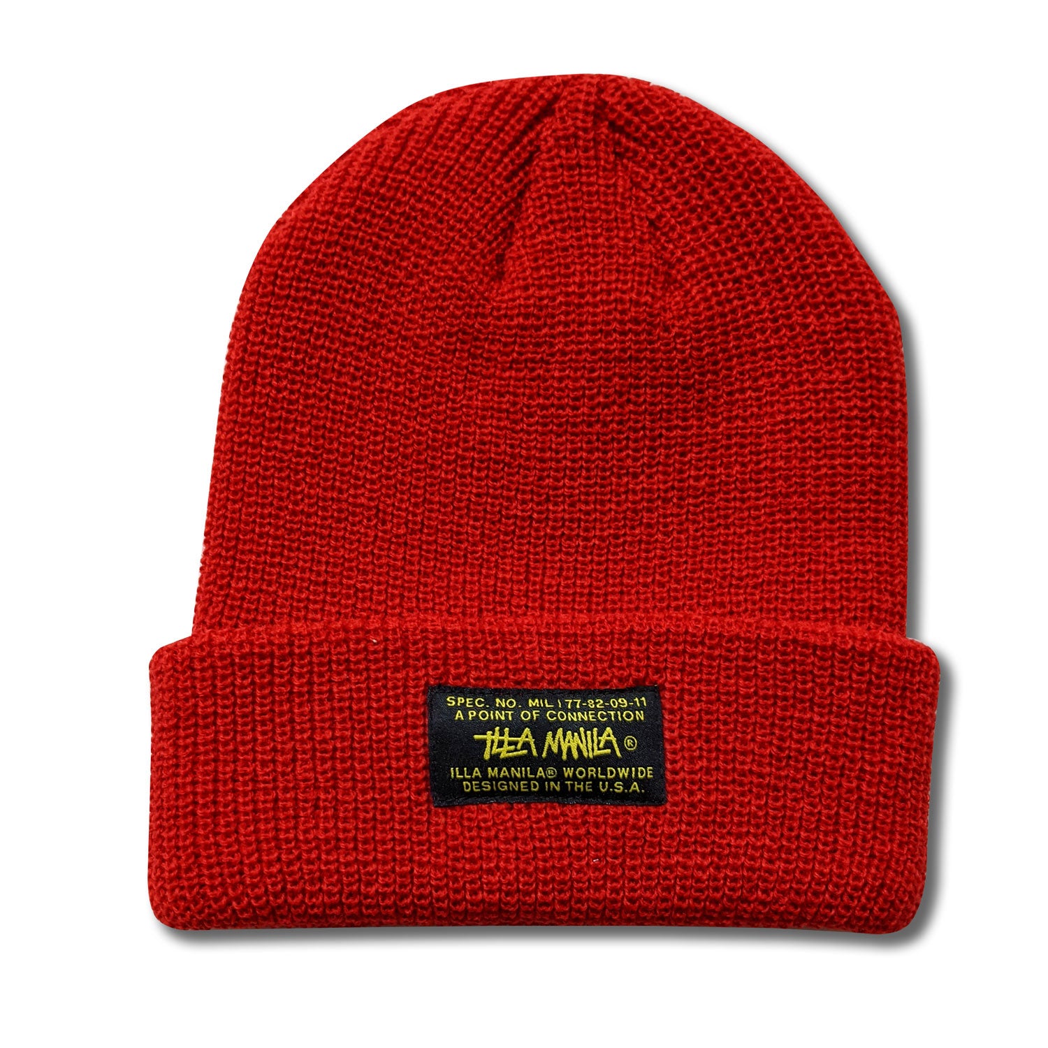 ILLA Spec Ribbed Knit Beanie - Red